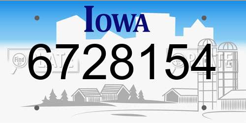 6728154 Iowa License Plate