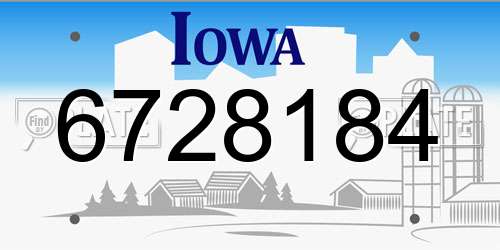 6728184 Iowa License Plate