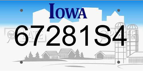 67281S4 Iowa License Plate