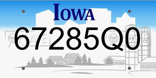 67285Q0 Iowa License Plate