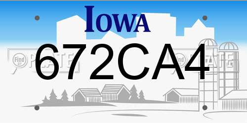 672CA4 Iowa License Plate