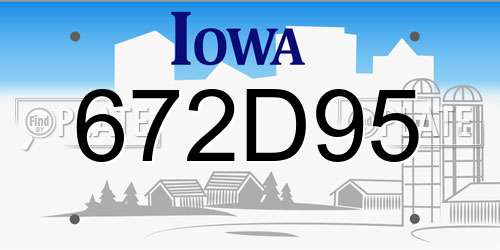 672D95 Iowa License Plate