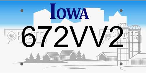 672VV2 Iowa License Plate