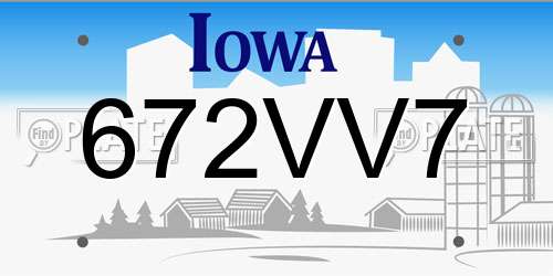 672VV7 Iowa License Plate