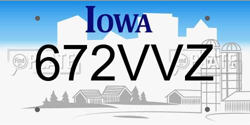 672VVZ Iowa License Plate