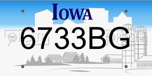 6733BG Iowa License Plate