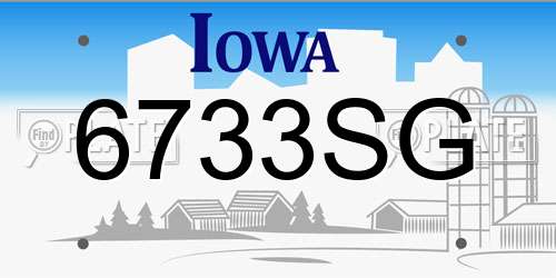 6733SG Iowa License Plate