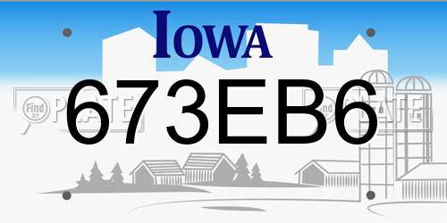 673EB6 Iowa License Plate