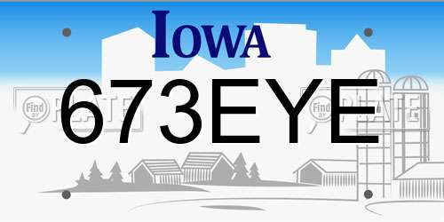 673EYE Iowa License Plate