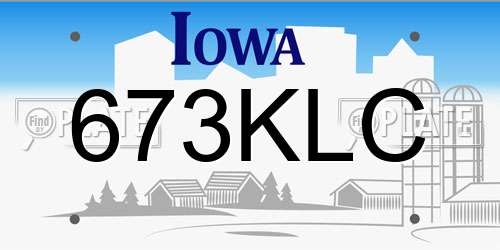 673KLC Iowa License Plate