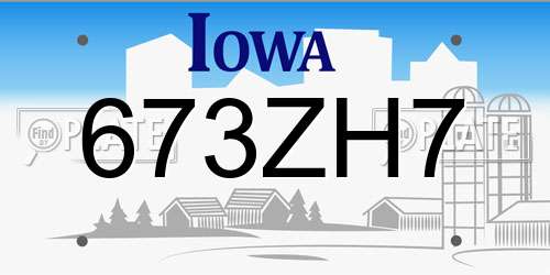 673ZH7 Iowa License Plate