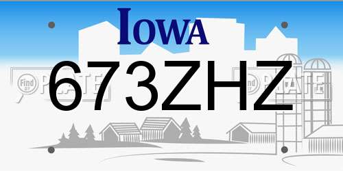 673ZHZ Iowa License Plate