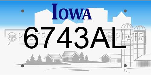 6743AL Iowa License Plate