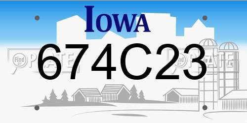 674C23 Iowa License Plate