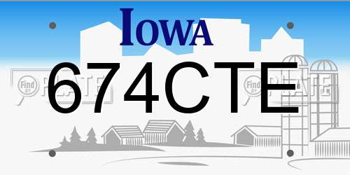 674CTE Iowa License Plate