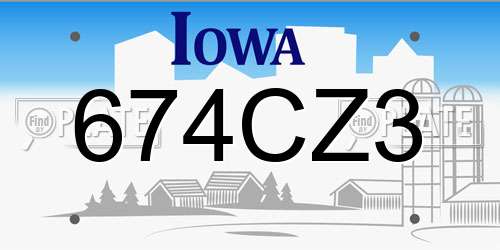 674CZ3 Iowa License Plate