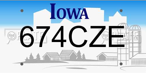 674CZE Iowa License Plate