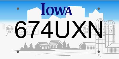 674UXN Iowa License Plate