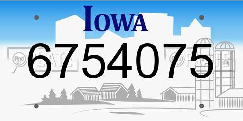 6754075 Iowa License Plate