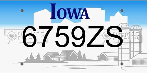 6759ZS Iowa License Plate