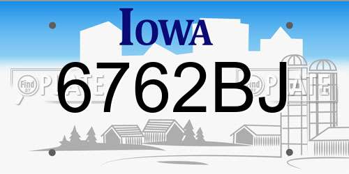 6762BJ Iowa License Plate