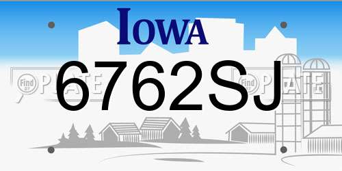 6762SJ Iowa License Plate