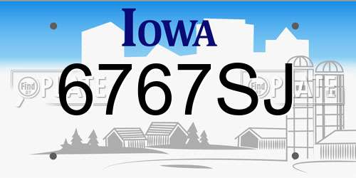 6767SJ Iowa License Plate