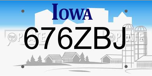 676ZBJ Iowa License Plate