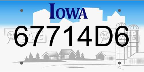 67714D6 Iowa License Plate
