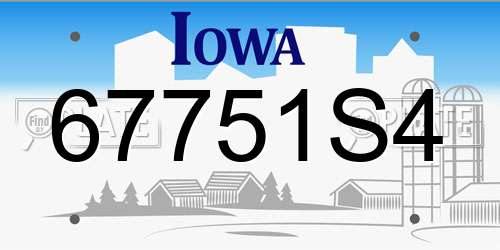 67751S4 Iowa License Plate