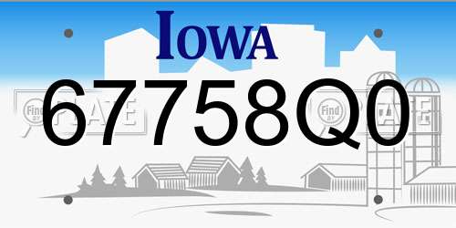67758Q0 Iowa License Plate