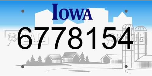 6778154 Iowa License Plate