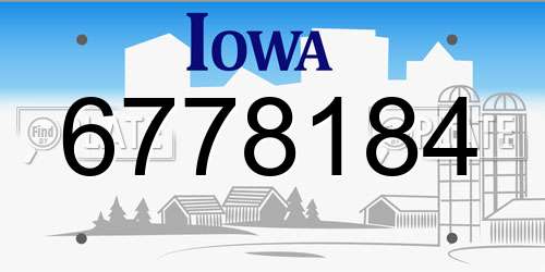 6778184 Iowa License Plate