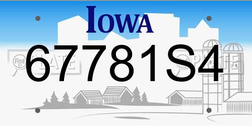 67781S4 Iowa License Plate
