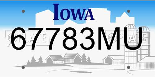 67783MU Iowa License Plate