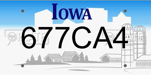 677CA4 Iowa License Plate