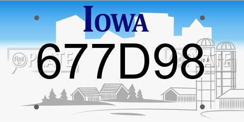677D98 Iowa License Plate
