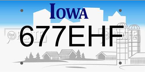 677EHF Iowa License Plate