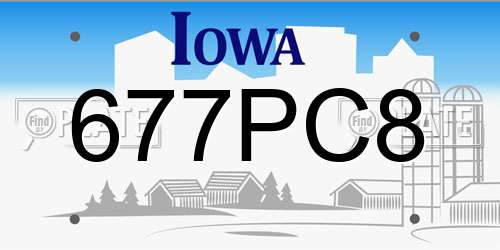 677PC8 Iowa License Plate