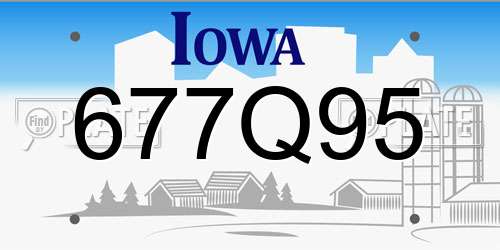 677Q95 Iowa License Plate