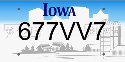 677VV7 Iowa License Plate