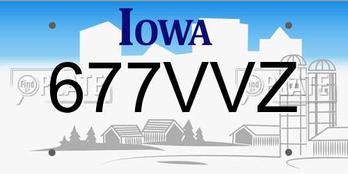 677VVZ Iowa License Plate