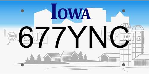 677YNC Iowa License Plate