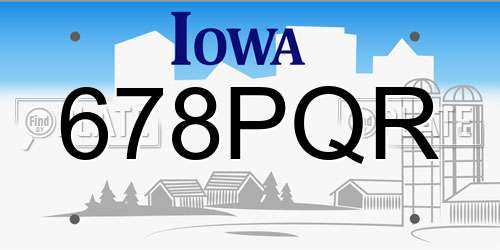 678PQR Iowa License Plate