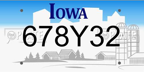 678Y32 Iowa License Plate
