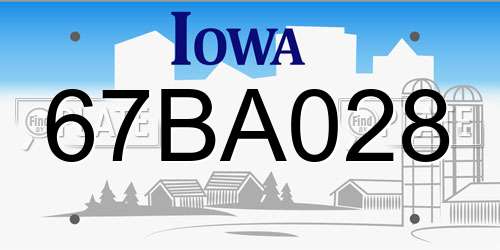67BA028 Iowa License Plate