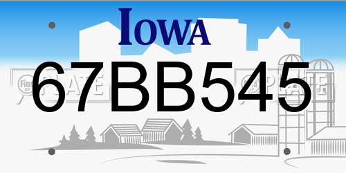 67BB545 Iowa License Plate