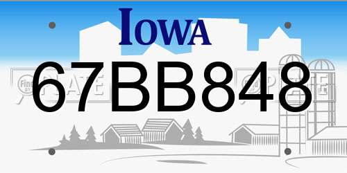 67BB848 Iowa License Plate