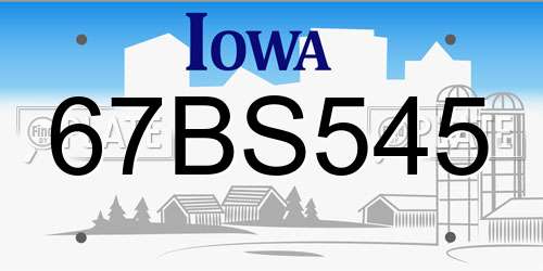67BS545 Iowa License Plate