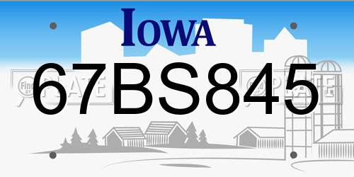 67BS845 Iowa License Plate